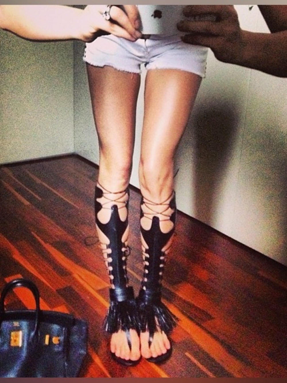 Ancient Greek sandals Gladiator Fringe Knee-High Sandals 7 - Picture 4 of 13